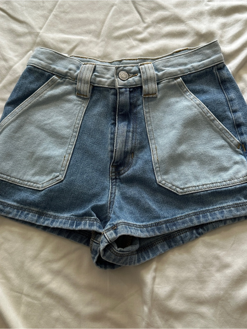 PacSun Two-Tone Light & Dark Blue Denim Shorts